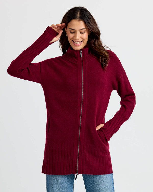 Cashmere Zip Up Cardigan