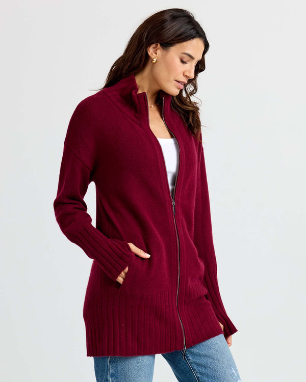 Cashmere Zip Up Cardigan