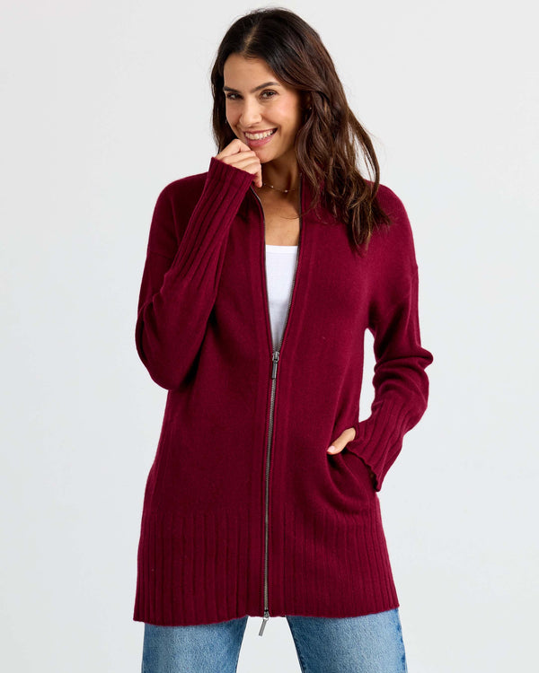 Cashmere Zip Up Cardigan