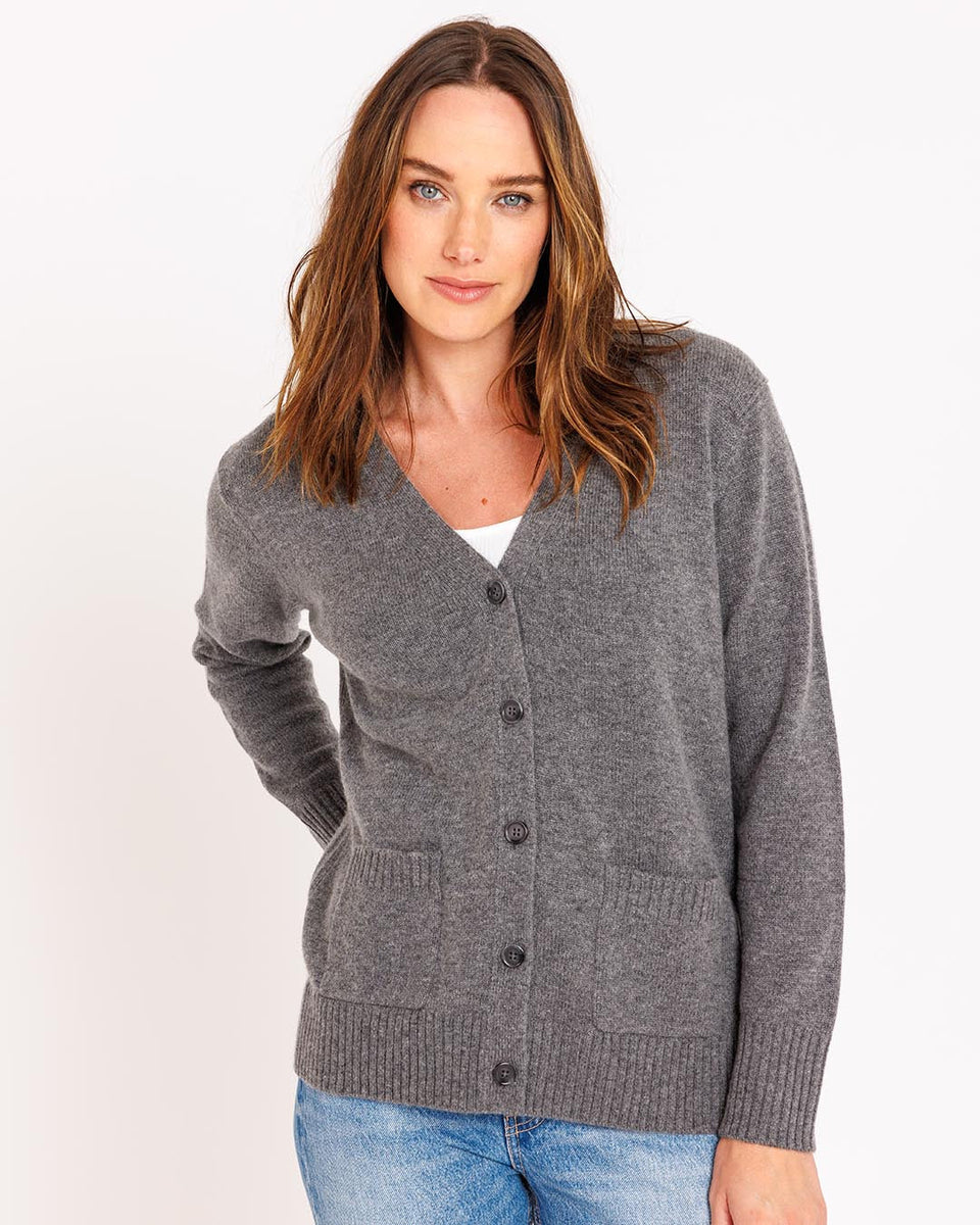 Women's Classic Cashmere Boyfriend Cardigan Pura Cashmere