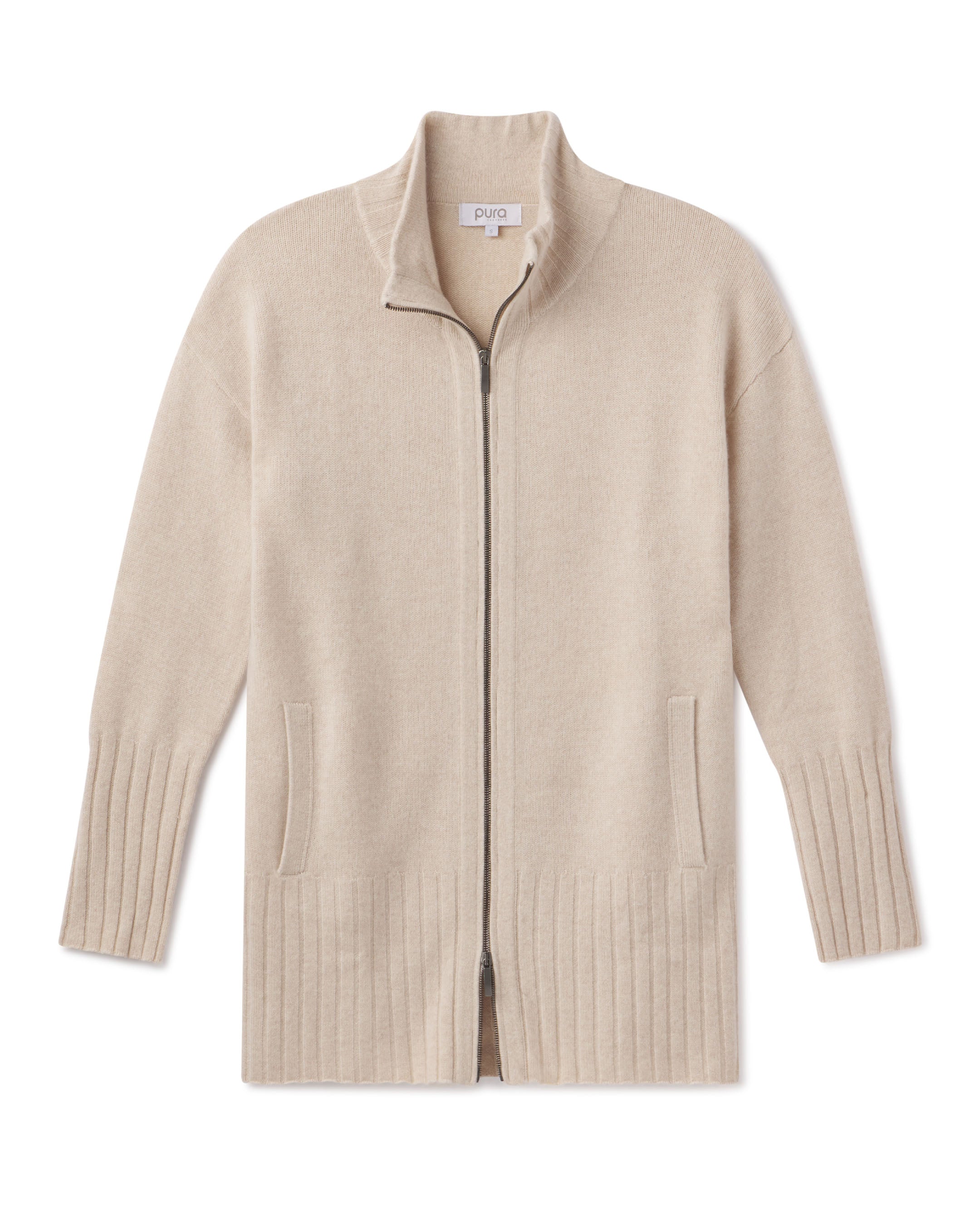 Cashmere Zip Up Cardigan