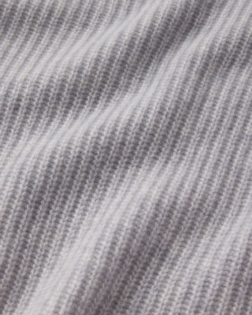 Close-up of ribbed knit texture in harbor grey cashmere fabric