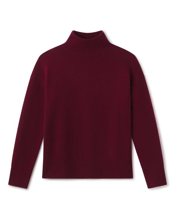 Barolo cashmere funnel neck sweater laid flat, showing the ribbed collar, cuffs and hem