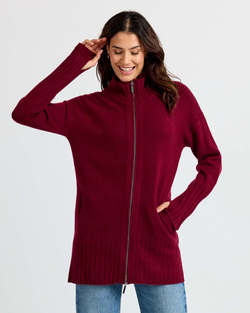 Cashmere Zip Up Cardigan
