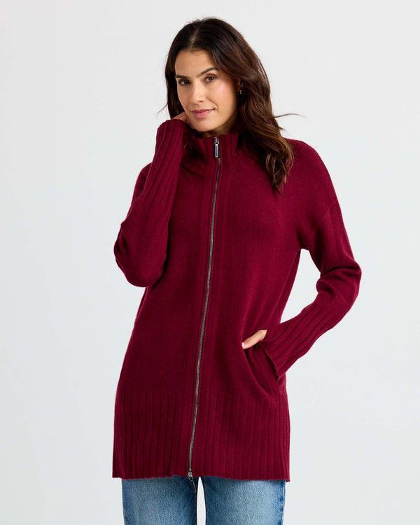 Cashmere Zip Up Cardigan