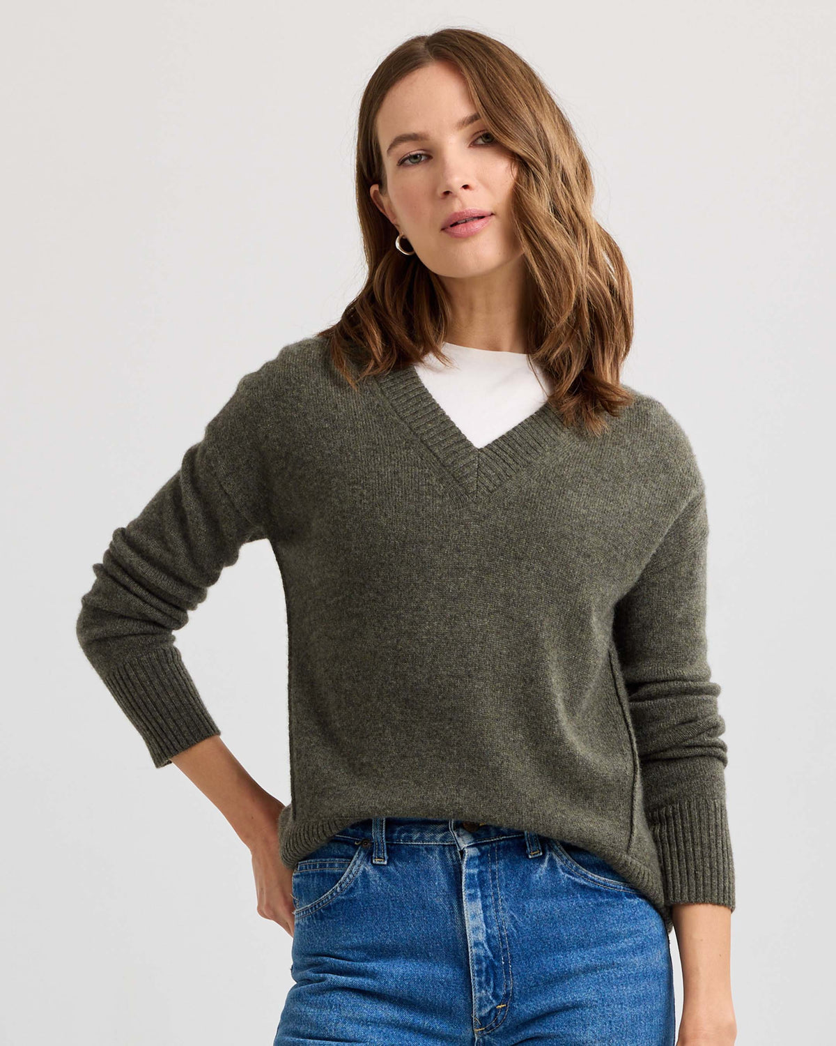 Cashmere Forward Seam V-Neck