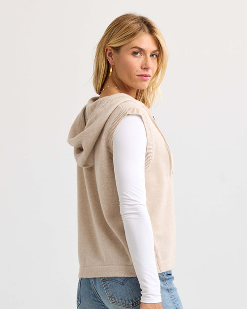 Cashmere Zip Up Hoodie Vest