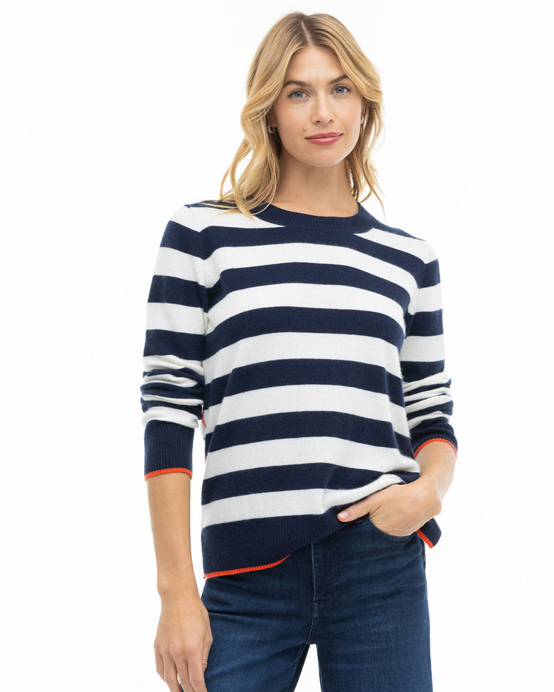 Contrast Striped Crew