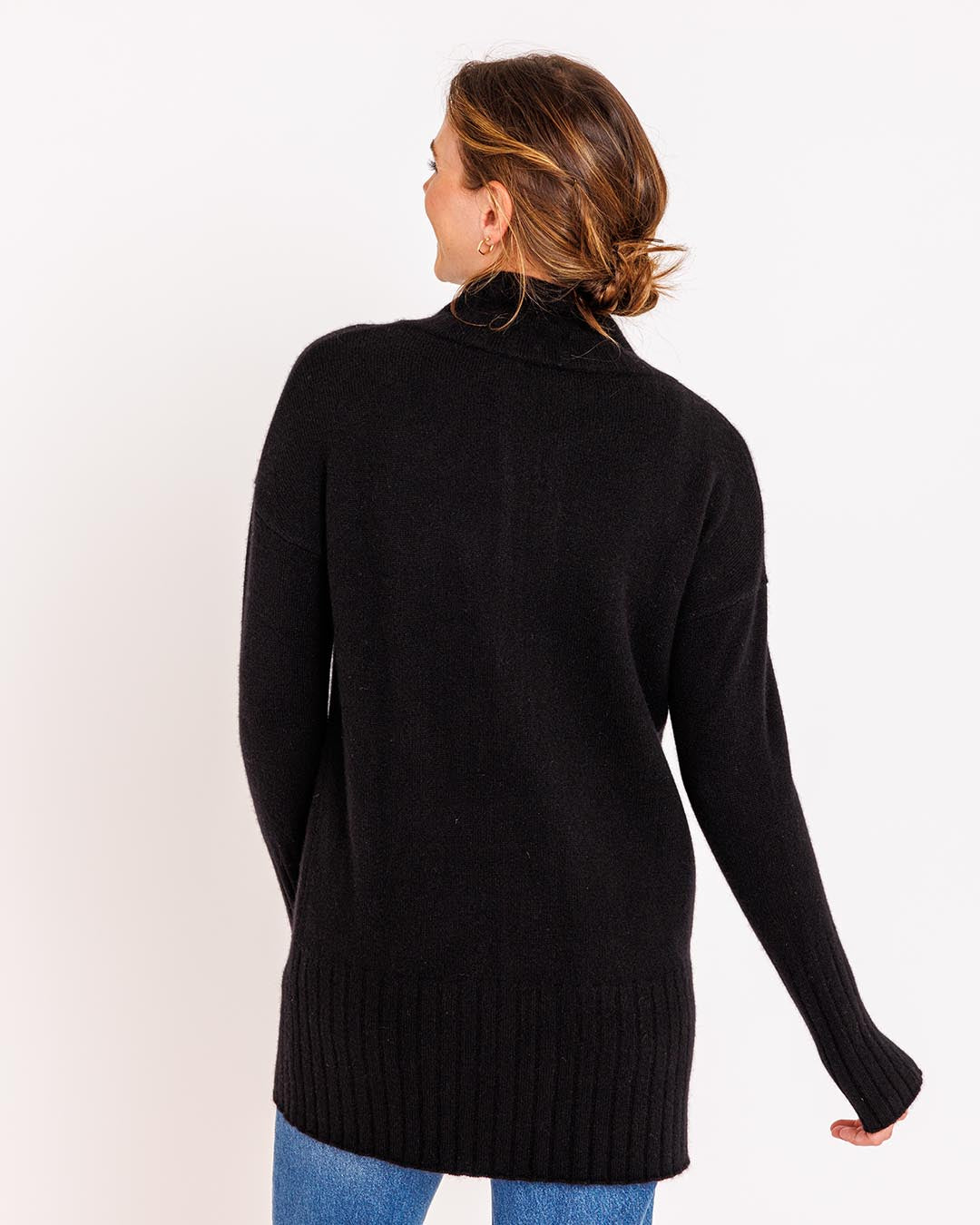 Caught Up With You Zip Front Sweater Black