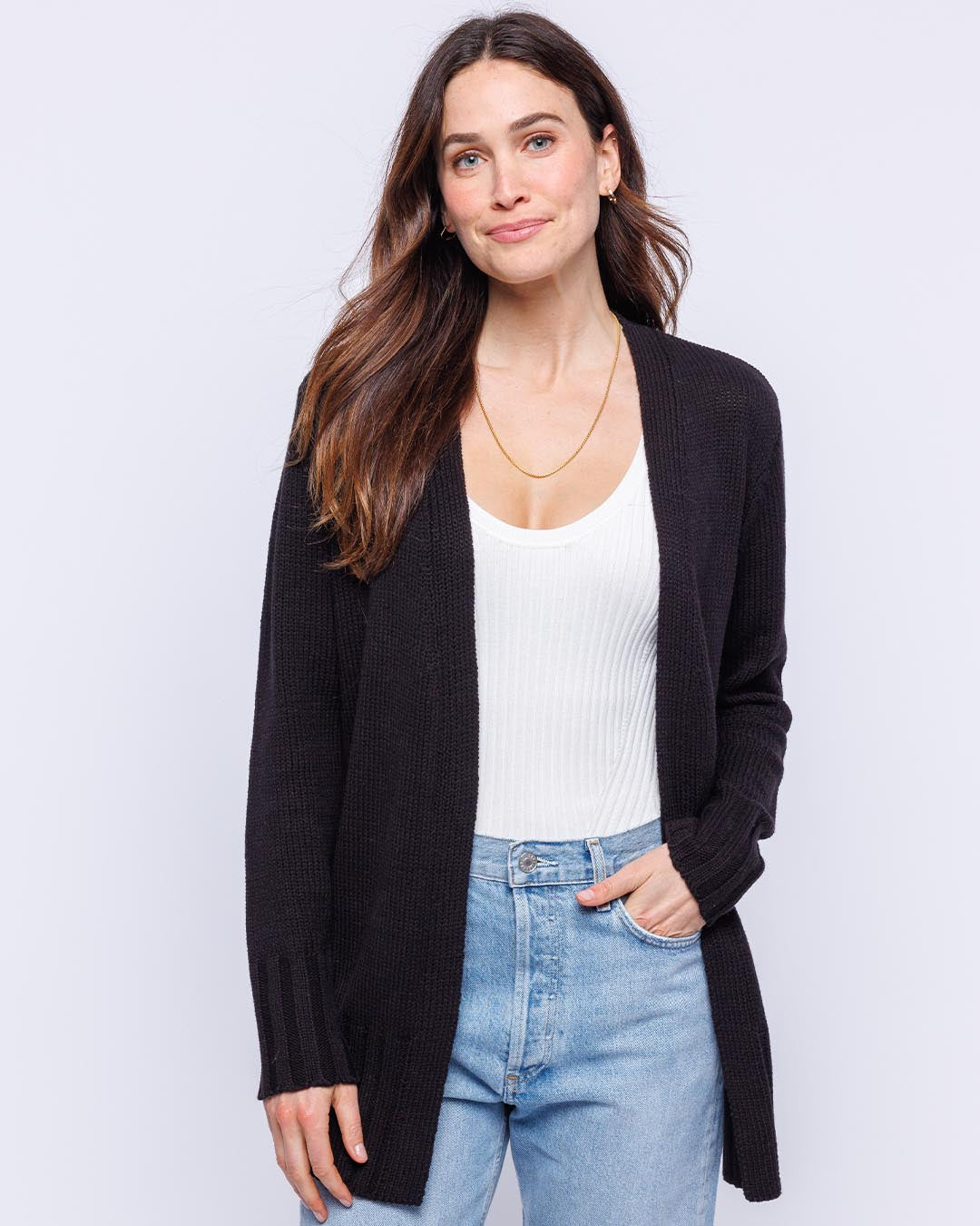 Cotton open front cardigan best sale