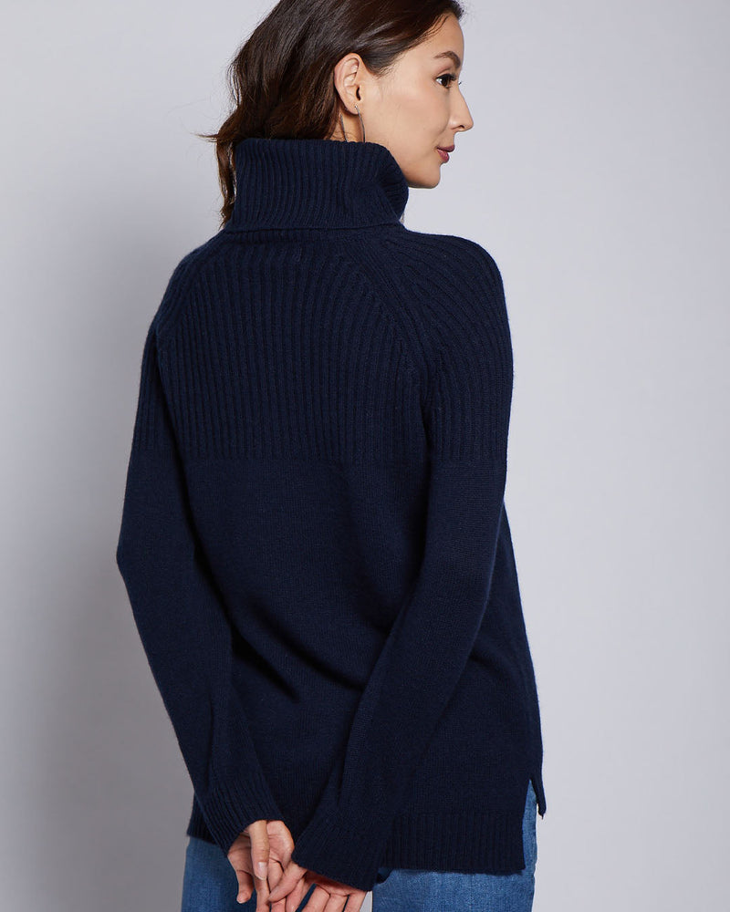 Half Ribbed Turtleneck Sweater-Pura Cashmere