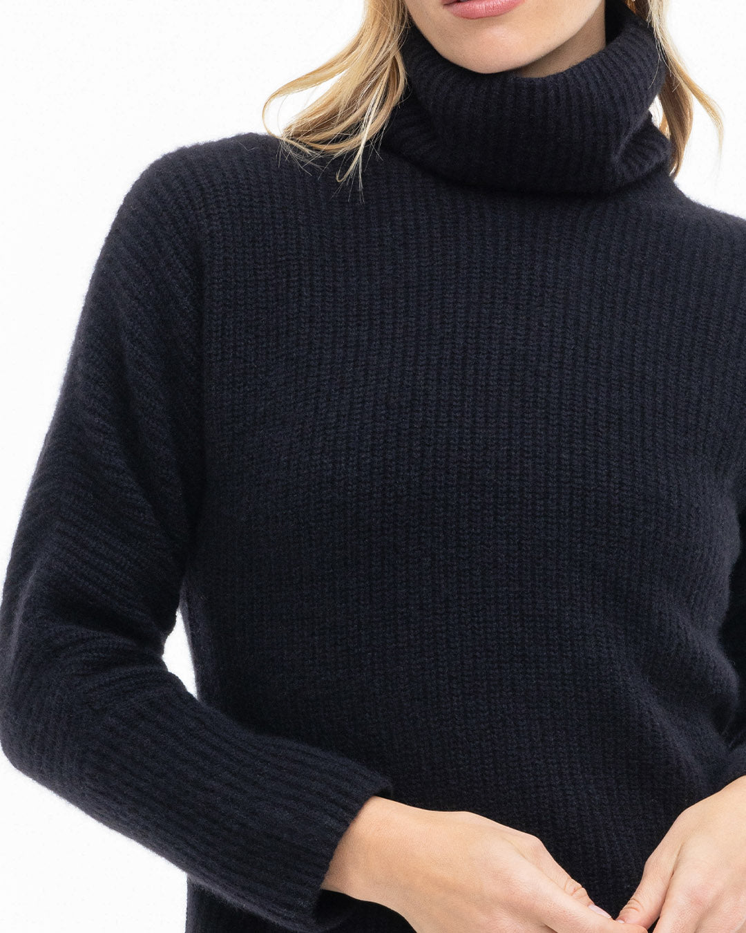 Cashmere Fisherman Rib Turtleneck | Pura Cashmere