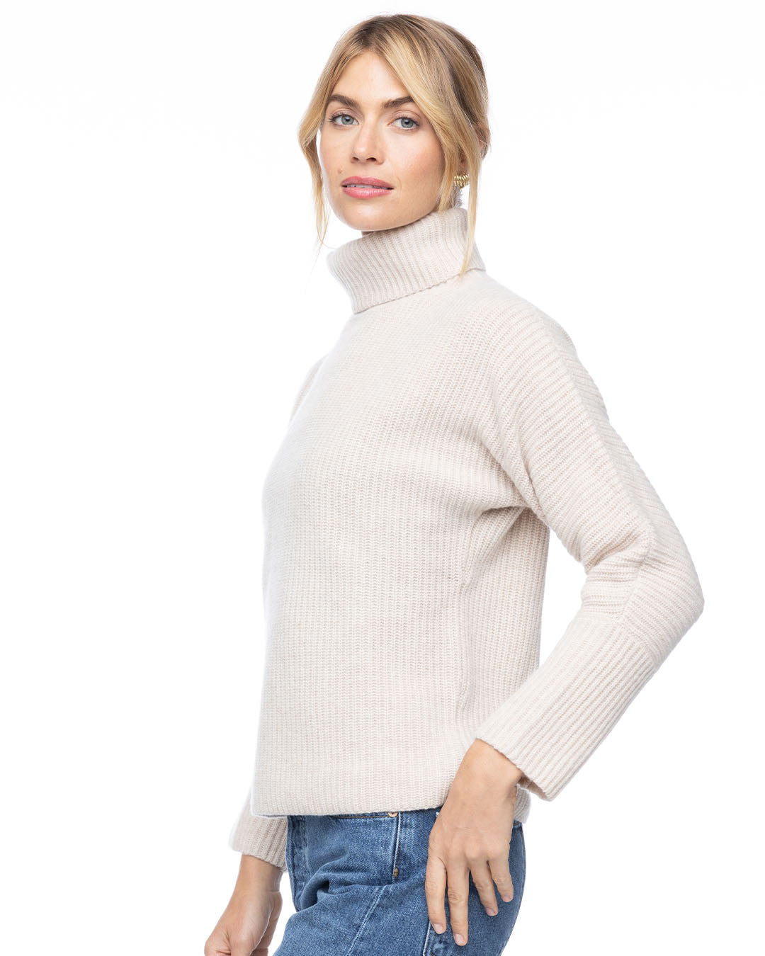 Cashmere Fisherman Rib Turtleneck Pura Cashmere