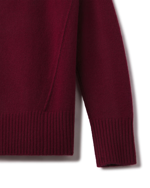 Close-up of the barolo cashmere funnel neck sweater sleeve and ribbed hem