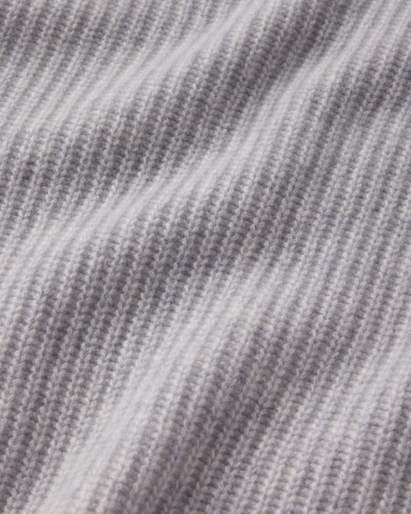 Close-up of ribbed knit texture in harbor grey cashmere fabric