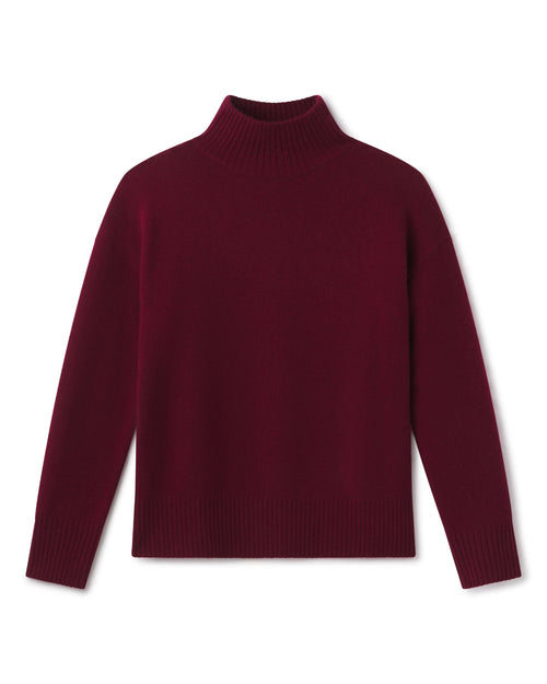 Barolo cashmere funnel neck sweater laid flat, showing the ribbed collar, cuffs and hem