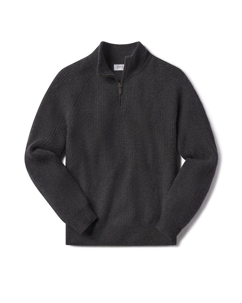 Men's Ribbed Cashmere Half Zip