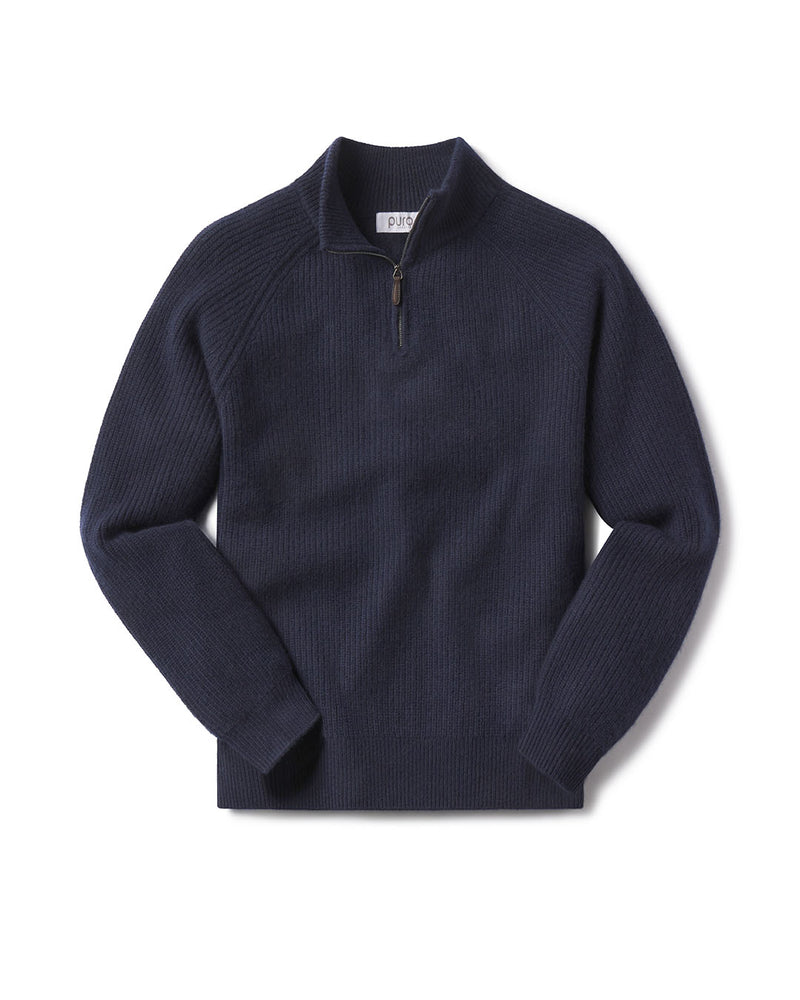 Men's Ribbed Cashmere Half Zip